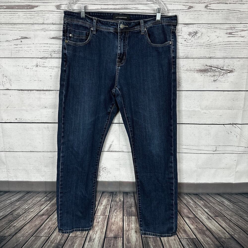 Liverpool Jeans Womens 36‎ Straight Blue High Rise Denim Casual